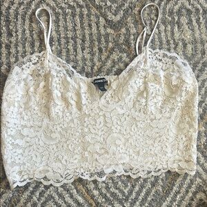 Express Cream Lace Bralette Top Sz L